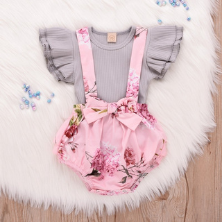 Baby Girl Floral Ruffle Jumpsuit Newborn Children's Jumpsuit Set Summer