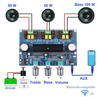 2*50w+100w dual tpa3116d2 potencia subwoofer amplificador de la junta bluetooth compatible con 2.1 canales tpa3116 audio estéreo ecualizador aux (1)