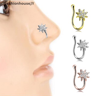 fashionhousejy 1pc falso nariz anillo sin perforación nariz clip cristal pendientes clip moda joyería venta caliente