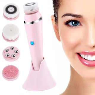 4 en 1 cepillo eléctrico de limpieza Facial limpiador Facial nuevo cepillo exfoliante masajeador Facial impermeable limpiador Facial cepillo