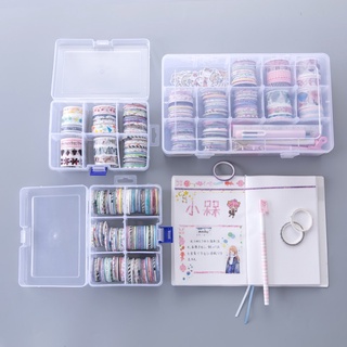 Sharkbang 100pcs con caja de PVC Washi cinta de Scrapbook DIY cinta de enmascaramiento decoración cuadernos pegatina papelería conjunto de suministros de diario (4)