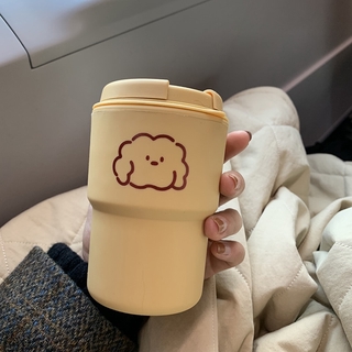 350ml lindo nubes cachorro rizado amarillo taza de café portátil taza de agua de alimentos PP