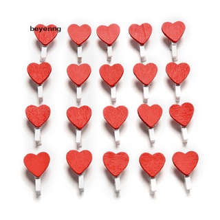 beyenng 20 piezas elegantes de madera roja amor corazón clavijas de papel fotográfico clips decoración de boda artesanía mx