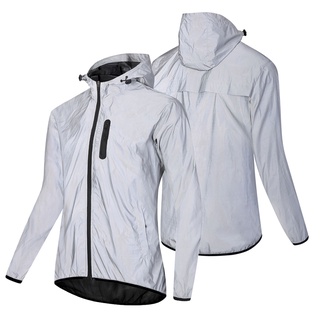 Chamarra reflectante con capucha impermeable con capucha abrigo de viento para hombres mujeres noche