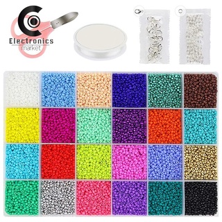 24000 cuentas de vidrio de 2 mm pequeñas cuentas para hacer joyas, 24 colores agujero 0,6 mm pulseras diy manualidades kits de abalorios