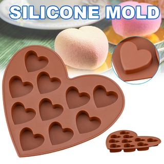 Molde de silicona en forma de corazón, 10 corazones, decoración de tartas, caramelos, Chocolate (1)
