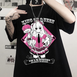 Verano gótico ropa femenina Anime suelto de las mujeres T-shirt Punk oscuro Grunge Streetwear señoras Top gótico camisetas Harajuku ropa