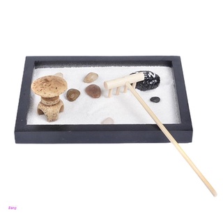 bang japonés zen jardín para escritorio 6x4 pulgadas bandeja grande blanco arena rocas guijarros rastrillo