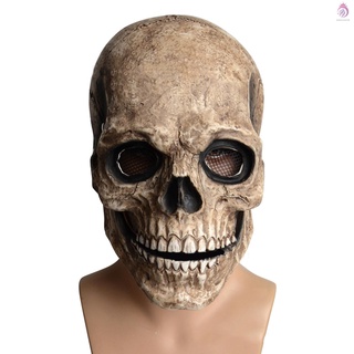 Cubierta de cara de calavera de cabeza completa Hel-met H-alloween Party Prop Creepy Skeleton Headgear con mandíbula móvil