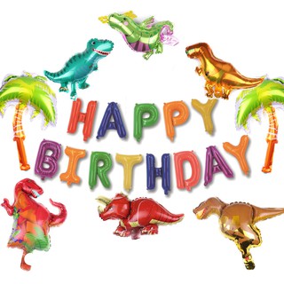 mini globo de película de aluminio con diseño de dinosaurios de dibujos animados para decoración de fiesta de cumpleaños
