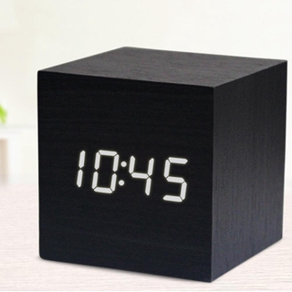 Digital de madera LED despertador de madera Retro resplandor reloj de escritorio mesa J3J9 (4)