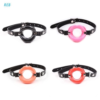 REB Sexy Lips Leather Rubber Mouth Gag Open Fixation Stuffed Oral Restraint O-ring