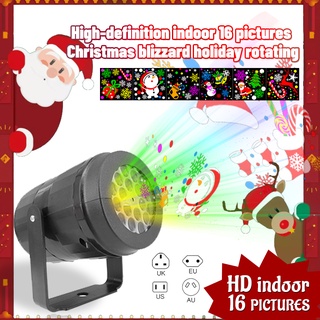Proyector giratorio navideño de ventisca navideña con luz LED suave de 16 imágenes para interiores de alto brillo y definición ZEBOTA (1)