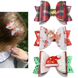 brroa Glitter Christmas Bow Children Hairpin Holiday Hairpin Clip Bow Accessories Cute Bow Hair Clips Cute Hair Accessories