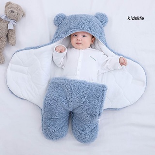 Antideslizante invierno lana sintética Color sólido Anti patada bebé recién nacido envolver saco de dormir manta