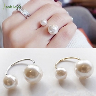 Anillo ajustable de apertura con incrustaciones de imitación perlas anillo para mujer ajustable anillos de dedo AY
