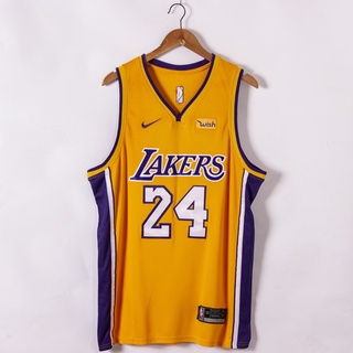 2019 NBA Los Angeles Lakers 24 Kobe Bryant bordado V-cuello amarillo nueva temporada baloncesto camisetas