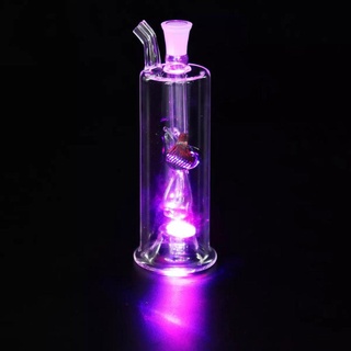 Glass Water Pipe Three-color LED Glass Hookah Bong Straight Glass Pipe Holder (3)