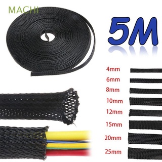 MACHI 4 / 6 / 8 / 10 / 12 / 15 / 18 / 20 / 25 mm Cable protector Cinco metros. Aislamiento Mangas tejidas Mascota Negro Apretar Glándula Extensible adj. Cableado/Multicolor