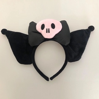 Mxfashione linda diadema de felpa Kawaii melodía diadema Anime Kuromi Headwear para niña accesorios de pelo rosa cráneo Fans Halloween suave Cosplay Headwear/Multicolor (4)