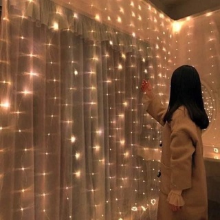 cortina luz led cálida de 3m x 3m