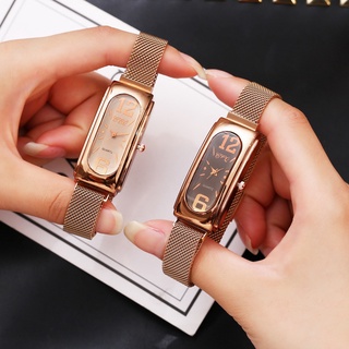 reloj de pulsera de cuarzo de oro rosa con hebilla magnética para mujer/reloj de pulsera para mujer