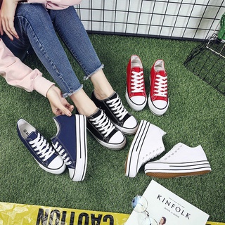 Productos de puntoXH💝2020Primavera y verano Harajuku zapatos de lona de fondo grueso zapatos de tela de plantilla de altura creciente de las mujeres zapatos blancos de estilo coreano zapatos de estudiantes de estilo coreano al por mayor (5)