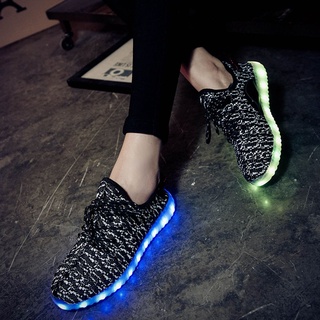 *qs unisex led luminoso zapatos intermitente usb recargable cordones amantes zapatos