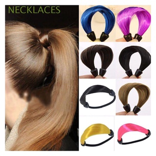 collares moda cuerda de pelo mujeres scrunchie ponytail titular nuevo elástico pelo banda recta peluca/multicolor