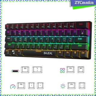 teclado mecánico compacto rgb 61 teclas, 61 teclas 5.0 gaming teclado verde interruptores y 16,8 millones de iluminación rgb para pc,