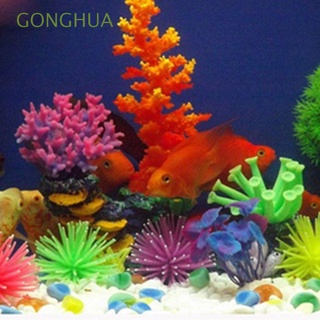 GONGHUA Arrecife Coral artificial Color Resina de silicio Pescado Pecera Resina de silicio Hierba Decoración Ornamento Bajo el agua Planta/Multicolor