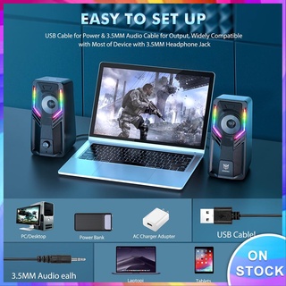 Video ONIKUMA G6 1 Pair USB RGB Desktop Speakers Laptop Computer Game Loudspeaker (1)