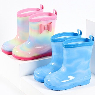 2021 nuevo arco iris niños zapatos de agua Pvc niños botas de goma moda lindo bebé niñas botas de lluvia impermeable de dibujos animados botas de tobillo