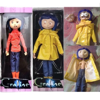 Anime Coraline Doll Action Figure NECA Doll The Secret Door Coraline Raincoat Striped Shirt Toy Collectible Figures Model Christmas Gifts