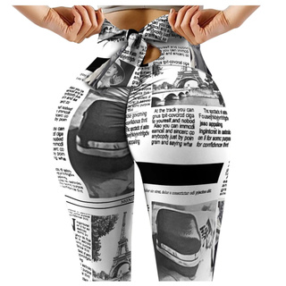 Jacksnyyqx mujeres impresión cintura alta estiramiento Strethcy Fitness Leggings Yoga pantalones