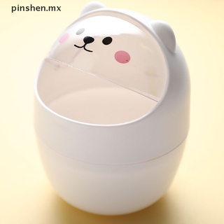 PINSHEN Ins Desktop with Lid Trash Can Mini Kawaii Cute Bear Trash Bin Storage Box Girl . (3)