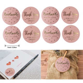500 unids/rollo rosa gracias por su pedido pegatina de embalaje etiquetas de alimentos hechos a mano Deco