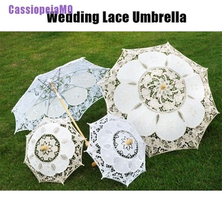 (cassiopeiamo) sombrilla de encaje beige blanco parasol de boda elegante de algodón bordado paraguas
