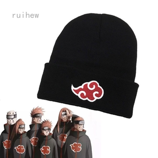 Ruihew Akatsuki Logo Anime Naruto Casual Beanies para hombres mujeres de punto sombrero de invierno de Color sólido Hip-hop Skullies sombrero