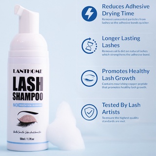 Eyelash Extension Shampoo 1.69fl.oz Lash Eyelid Foam Foaming Gentle Cleanser Formula No Irritating for Remove Eye Makeup