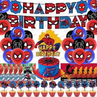 hot marvel los vengadores superhéroe spiderman tema fiesta conjunto niño bebé fiesta de cumpleaños necesidades bandera globo fiesta suministros carnaval popular