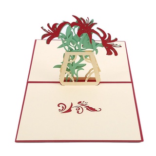 Tarjetas de felicitación 3D hechas a mano de lirio flor tarjeta de deseos manualidades de papel para el día de la madre bendición postal (1)