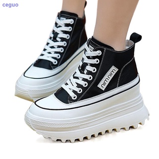 Thick-soled high-top casual shoes women s autumn 2021 new wild platform single shoes increased small white shoes women s shoes