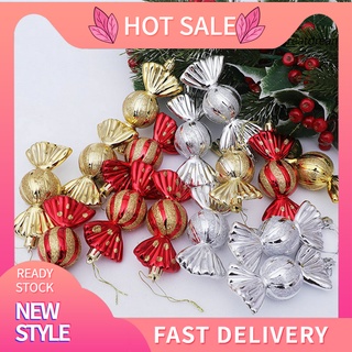 [xmas] 1 caja de adornos colgantes llamativos de plástico brillante árbol de navidad, adornos de fiesta para el hogar