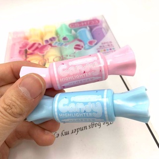 hengke 6pcs 6 unids/set marcador kawaii herramienta de escritura rotulador lindo color caramelo escuela oficina suministros pluma papelería forma caramelo pluma fluorecente (5)