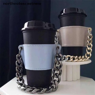 Northvotescastnew PU leather holder portable leather case eco-friendly coffee cup bag chain cap NVCN (1)