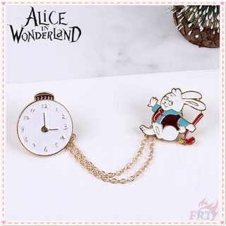 ★ Alice In Wonderland - broches de cadena de conejo blanco Mr ★ 1Pc de dibujos animados conejo y reloj de moda Doodle esmalte pines mochila botón insignia broche