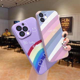 Rainbow Case Samsung A12 A22 A32 A52 A72 A03s A52s A50 A30s A50s A51 A11 A71 A10S A31 A21s M11 A20s A70 Purple Color Straight Cube Soft TPU Cover