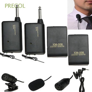 PRECOL Profesional FM transmisor - receptor Sesión Solapa clip Mini microfono Lavalier Portable Conferencias - Sistema de microfono Altavoz Wireless