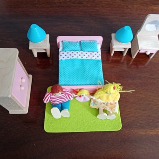 los niños de la casa de juegos educativos juguetes de madera lindo salón comedor baño conjunto completo de muebles juguetes (4)